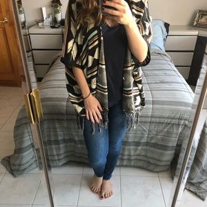 Over-sized Tribal Print, Open Front Sweater.